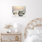 Eobtain Zen Water Lily Canvas Wall Art White Floral And Yellow Butterfly On Stone Bedroom Wall Decor Modern Spiritual Yoga Spa P