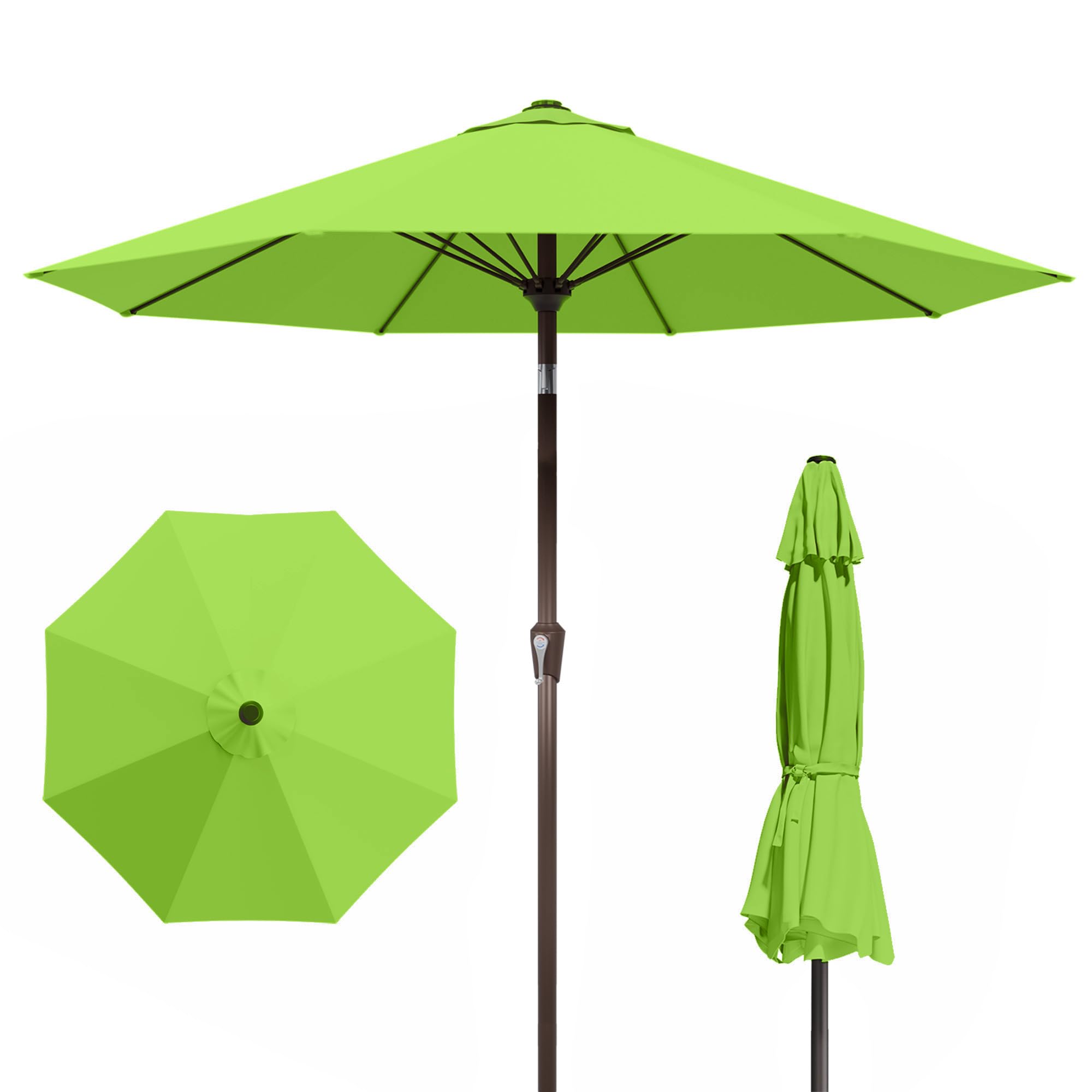 Patiokingdom 9Ft Patio Umbrella Outdoor With Auto-Tilt Crank & 8 Sturdy Fiberglass Ribs,Market Table Umbrella For Pool,Backyard,