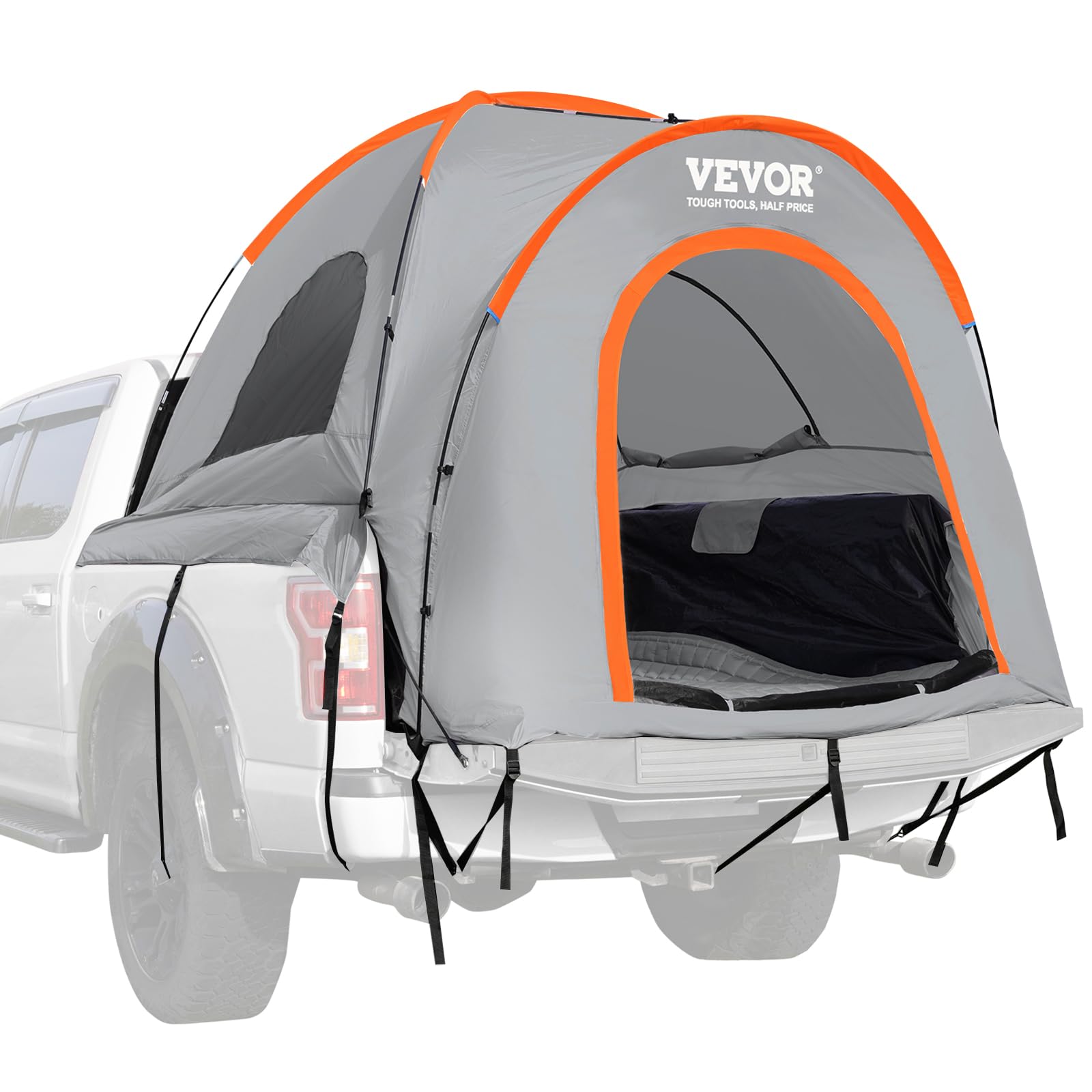 Vevor Truck Bed Tent, 6.4'-6.7' Pickup Truck Tent With Carry Bag, Waterproof Pu2000Mm Double Layer Truck Tent For Camping, Accom
