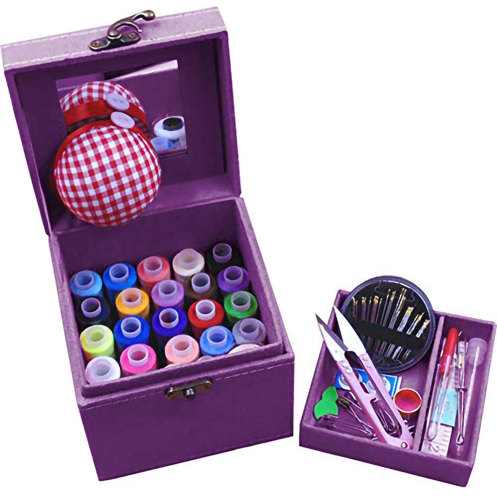 TINTON LIFE 2 Layers Sewing Kits with Vintage Box Sewing Accessories Supplies Kits for Adults Kids Beginner Travel Sewing Basket