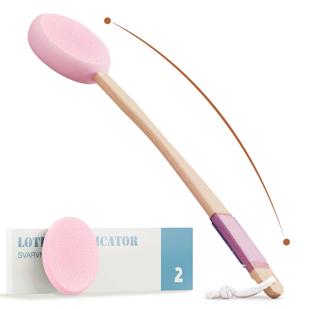 Svarvns Lotion Applicator for Back and Feet with 2 Replaceable Pads, 17 '' Back Lotion Applicator for Women, Elderly Apply to Lo