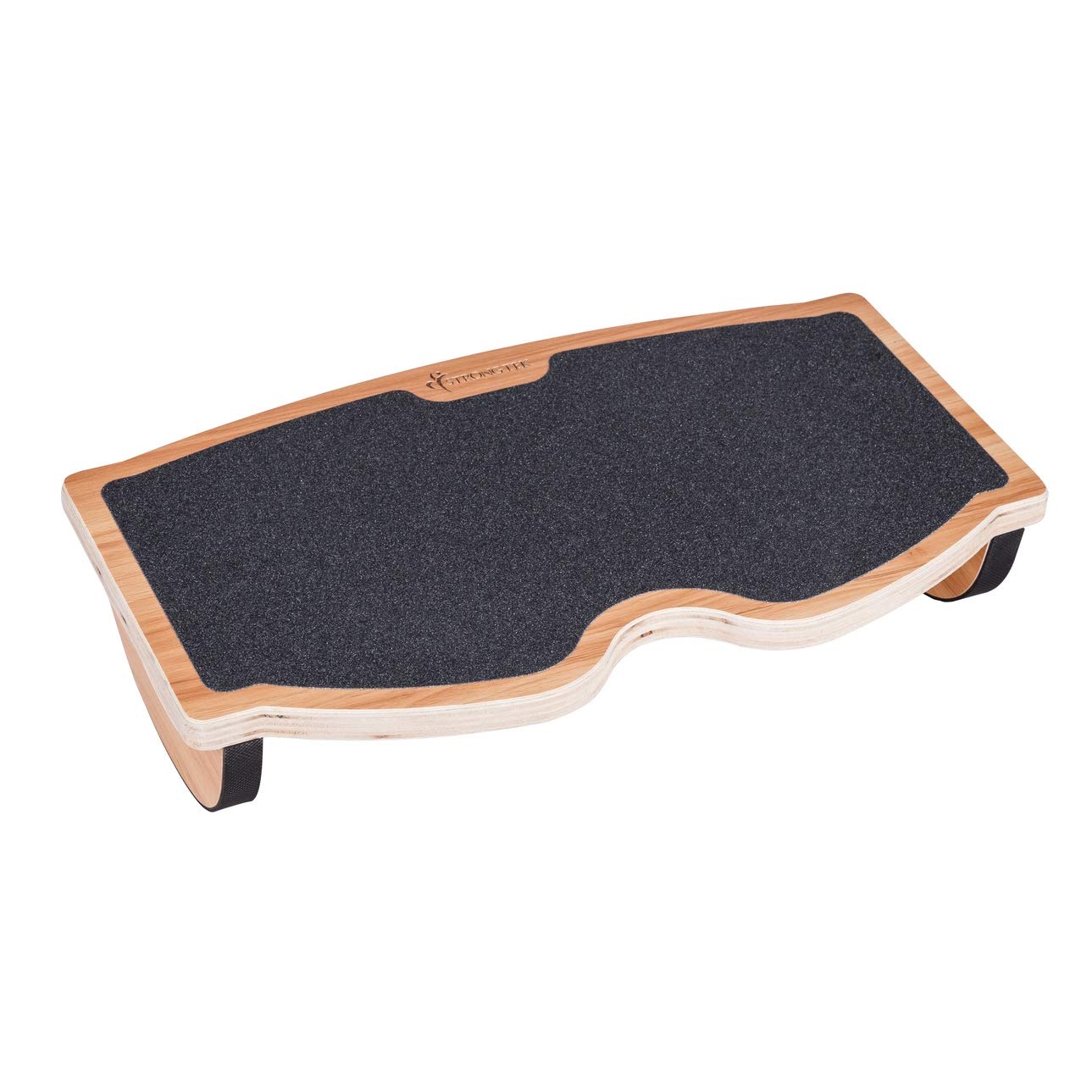 Strongtek Ergonomic Wood Foot Rest For Enhanced Circulation & Comfort, 350Lbs Capacity, Rocker Balance Board For Standing Desks, Non-Slip, No Assembly, 18' Wide - Ideal For Office/Hom