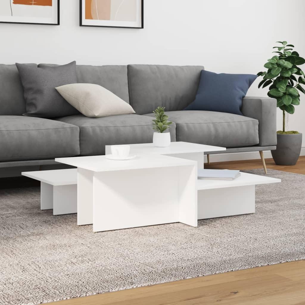 vidaXL White Coffee Tables Set of 2, Engineered Wood - Stylish Multipurpose Tables for Living Room, Lounge, Office or Bedroom