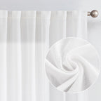 Jinchan Linen Blend White Curtains 102 Inches Long For Living Room Farmhouse Rod Pocket Back Tab Light Filtering Window Drapes For Bedroom 50X102 Off White 2 Panels