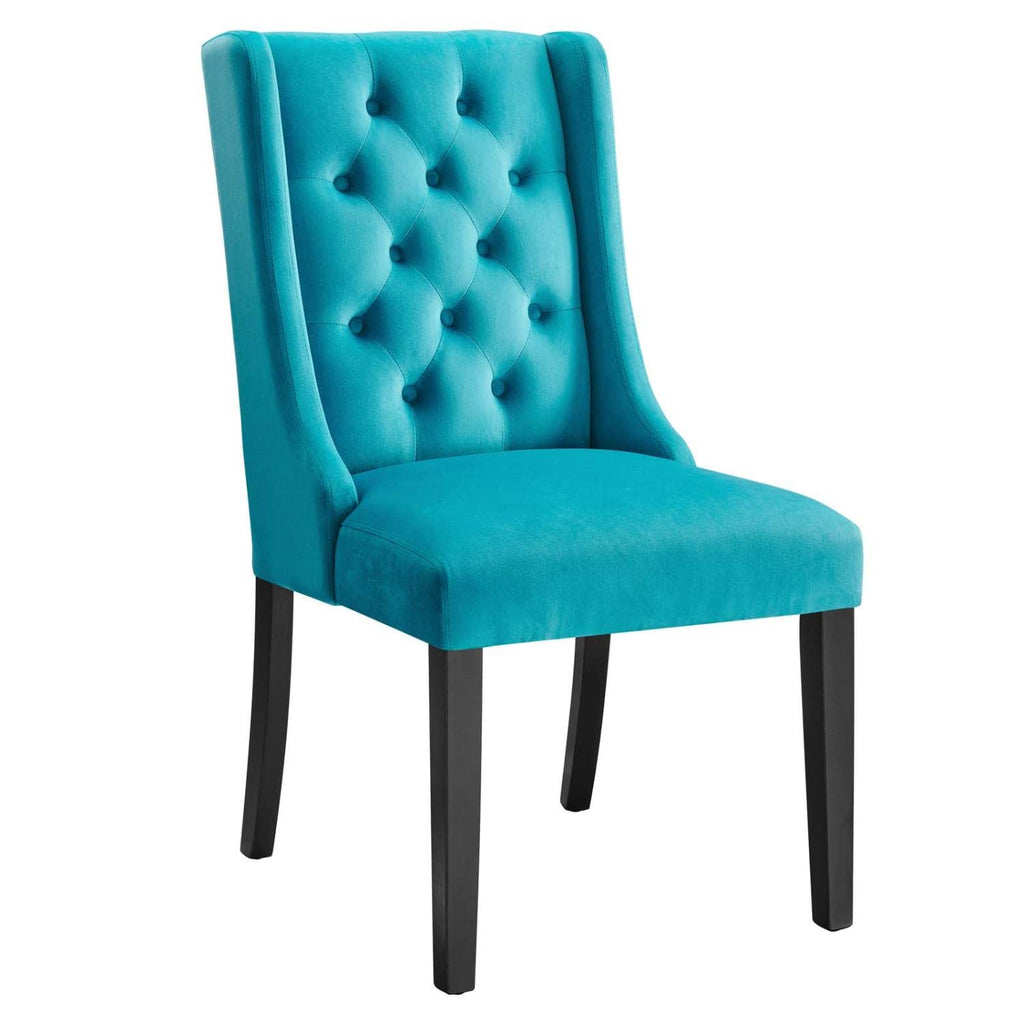 Modway Baronet 20&Quot; Tufted Velvet Dining Chairs In Blue/Black (Set Of 2)