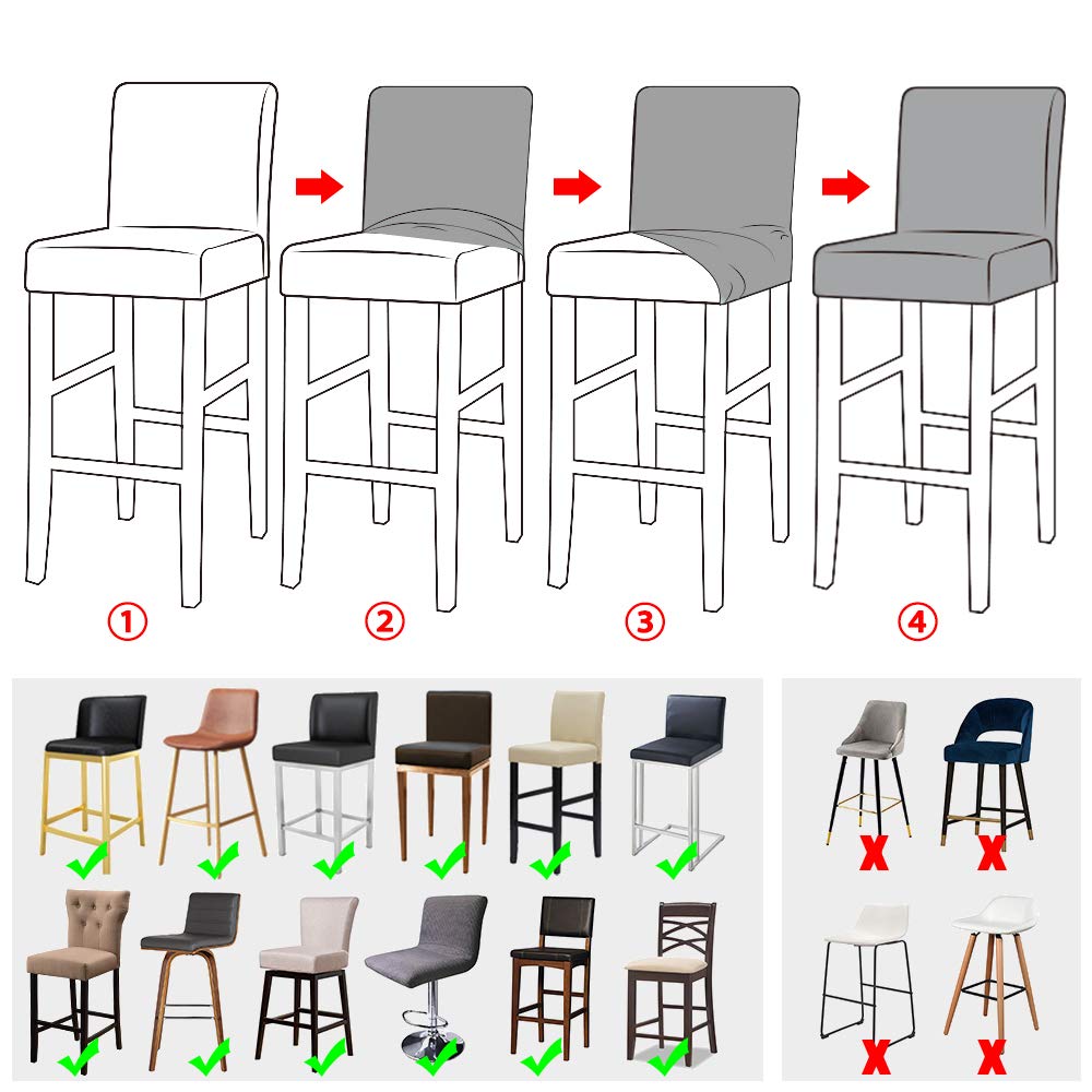 Lellen Jacquard Bar Chair Stool Cover - 4 Pack Stretch Chair Slipcover Pattern For Short Swivel Dining Chair-Counter Height Side Chairs (125840)