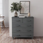 SKM Sideboard Dark Gray Sideboard with 5 Drawers for Livingroom and Bedroom and Diningroom 31.1"x15.7"x31.5" Solid Wood Pine