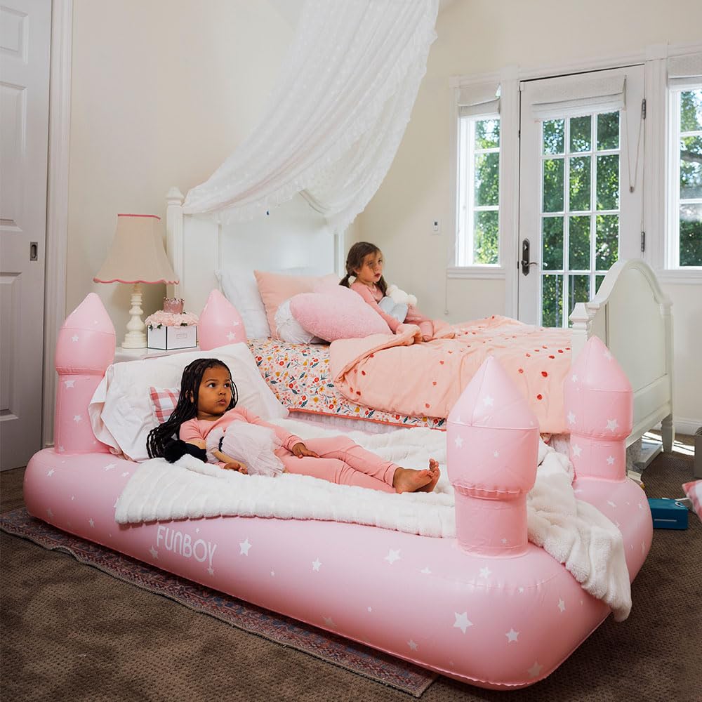FUNBOY Kids Castle Sleepover Air Mattress Twin Pink Viscose Long Tow