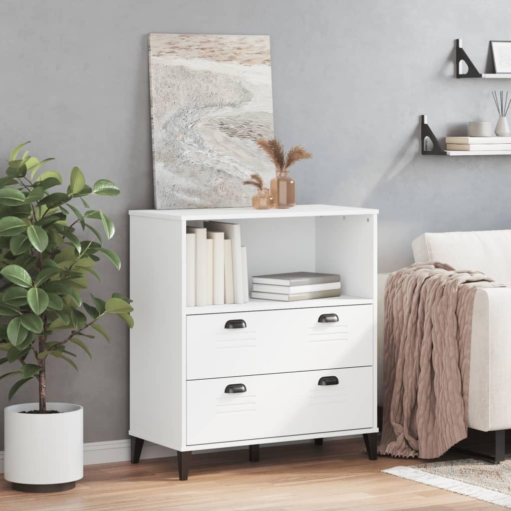 vidaXL Industrial Bookcase Storage Bookshelf with 2 Drawers - White Engineered Wood - Office/Living Room/Bedroom - 31.5&quot;x15.7&quot;x35.4&quot;
