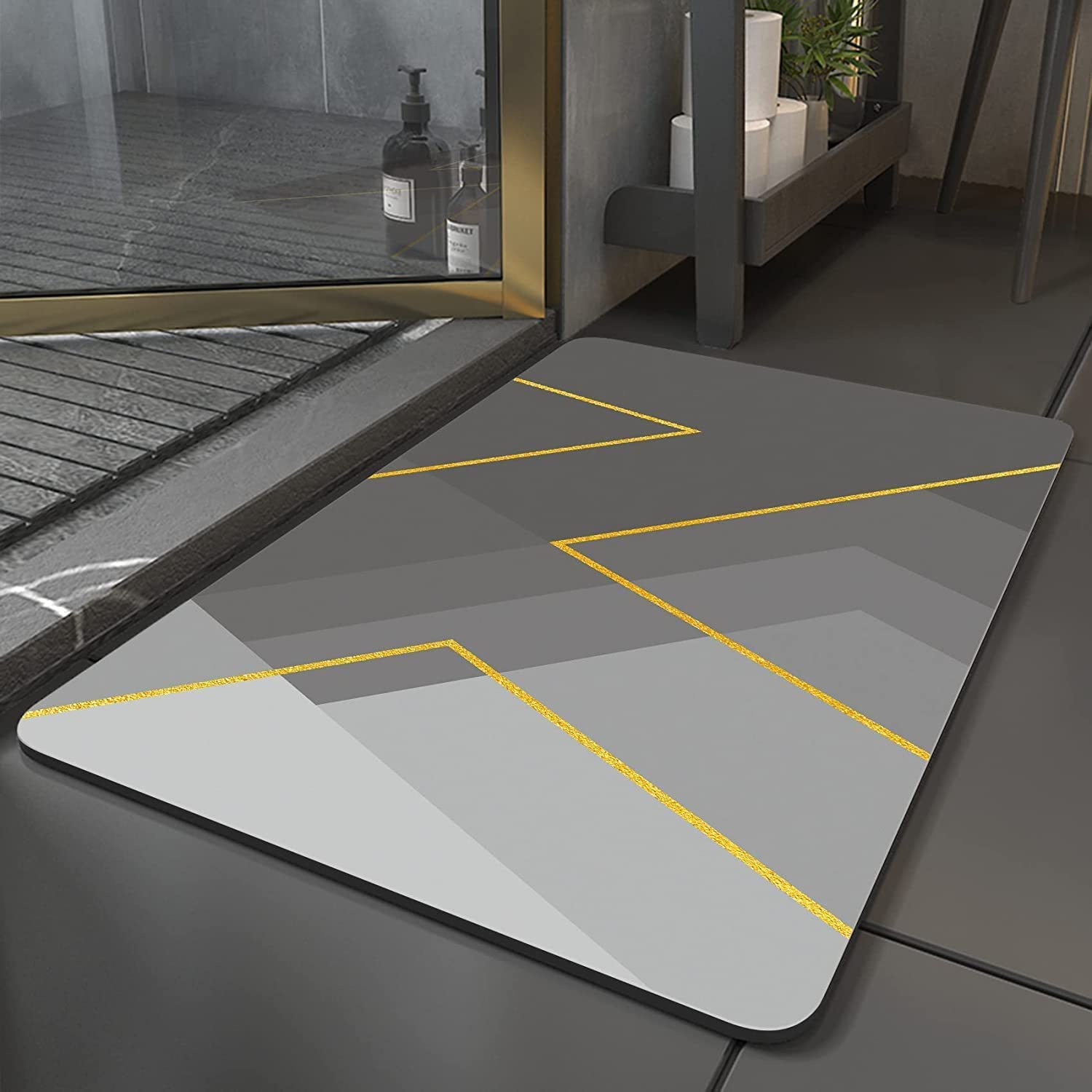 Square bathroom mat bath mat Bathroom floor mat Bathroom rug Square bath rug Square floor mat Plush bath mat floor tiles mat (1 