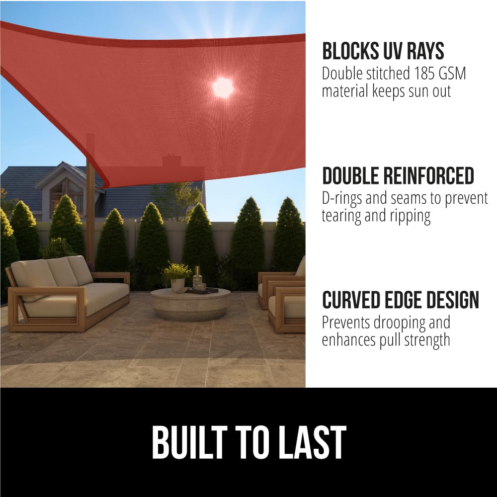 Gorilla Grip Heavy Duty Sun Shade, Uv Protection Fade Tear And Rust Resistant Rectangle Sunshade Canopy, Curved Edges Blocks Sunlight, Breathable Sail, Outdoor Patio, Lawn Garden, 8X12 Ft Terra