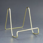Banberry Designs Wire Easel Display Stand Plate Holders - Smooth Plated Brass Metal - 3'' H - Pack Of 6 Pcs