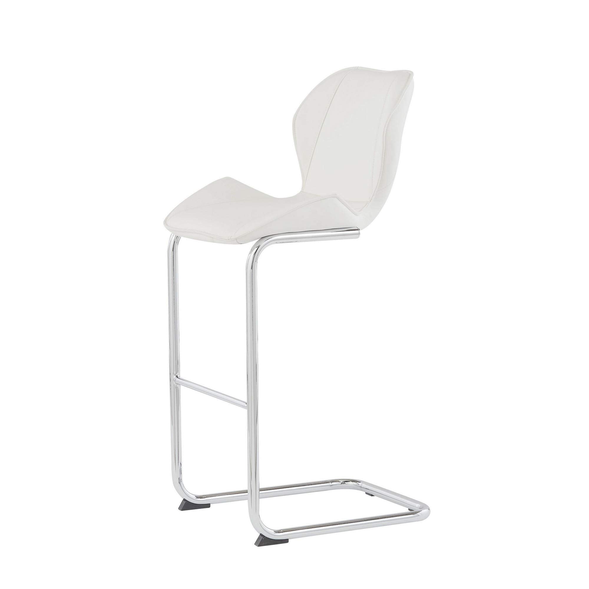 HomeRoots Set of 4 Modern White Barstools with Chrome Legs