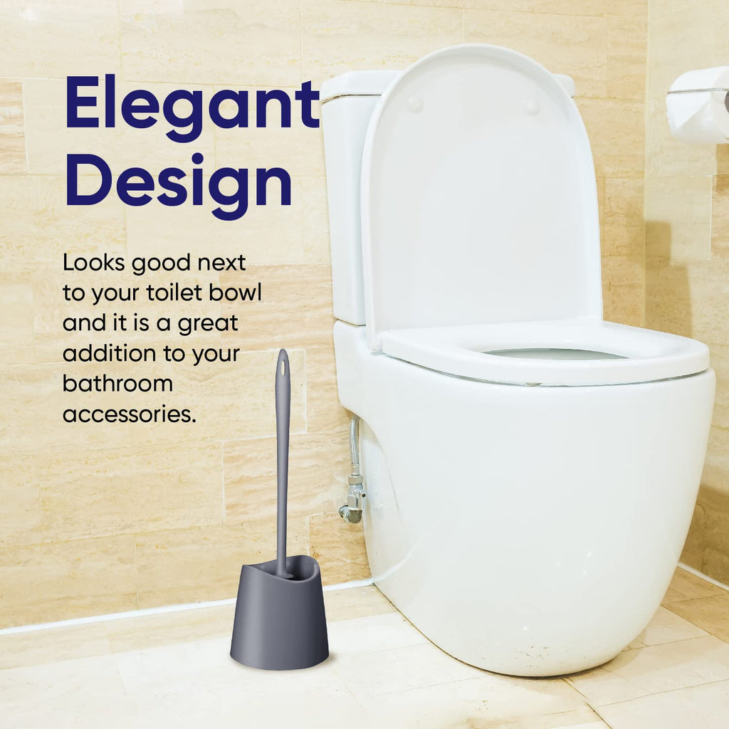 Toilet Brush Cleaner And Holder Grey Toilet Bowl Cleaner Brush With Scrubbing Wand, Brush And Storage Caddy For Easy Bathroom Cl