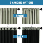 H.Versailtex 100% Blackout Curtains For Bedroom With Black Liner Full Room Darkening Curtain 63 Inch Long Thermal Insulated Back