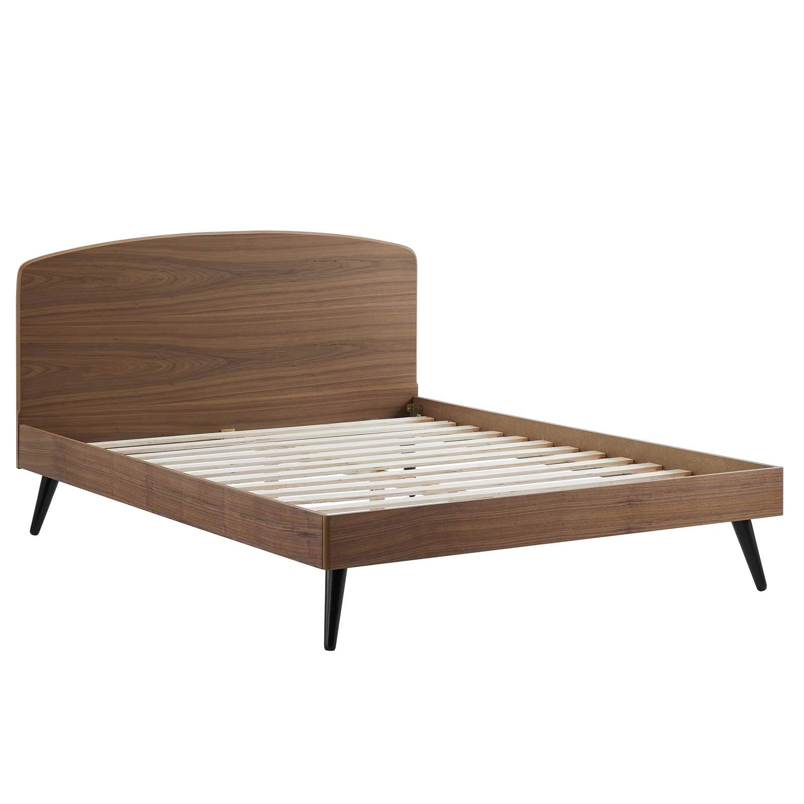 Modway Bronwen Queen Wood Platform Bed In Walnut