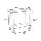 LUXOR EC11HD-B 32" x 18" Tub Cart - Two Shelves, Four 5" Heavy-Duty Casters, Two Stationary and Two Full-Swivel with Locking Brake, 125 lbs. Capacity Per Shelf, Ergonomic Push Handle
