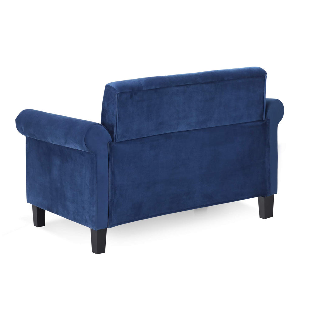 Furinno Bastia Vintage Modern Chesterfield Button Tufted Loveseat/Sofa Couch For Living Room, Navy Velvet