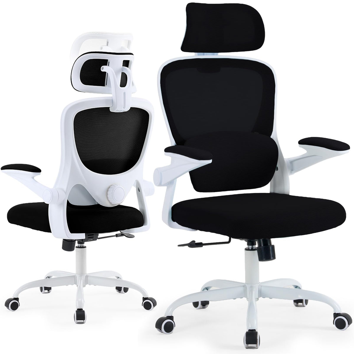 Estevo Ergonomic Office Chair With Tilt-Lock, Home Office Desk Chair With Auto Lumbar Support, High Back Mesh Desk Chair With Ad