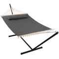Anow Double Hammock With 12Ft Heavy Duty Steel Stand Included, 2 Person Hammock With Stand For Outdoors, 450 Lbs Weight Capacity