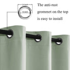 Jiuzhen Light Green Blackout Curtains With Tiebacks Thermal Insulated, Light Blocking And Noise Reducing Grommet Curtains For And Living Room, Set Of 2 Window Curtain Panels, 52 X 54 Inch Length