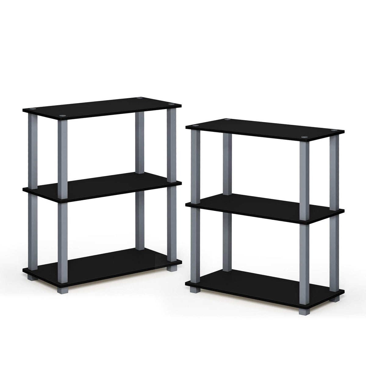 Furinno Turn-S-Tube 3-Tier Compact Multipurpose Shelf 2-Pack, Black/Grey