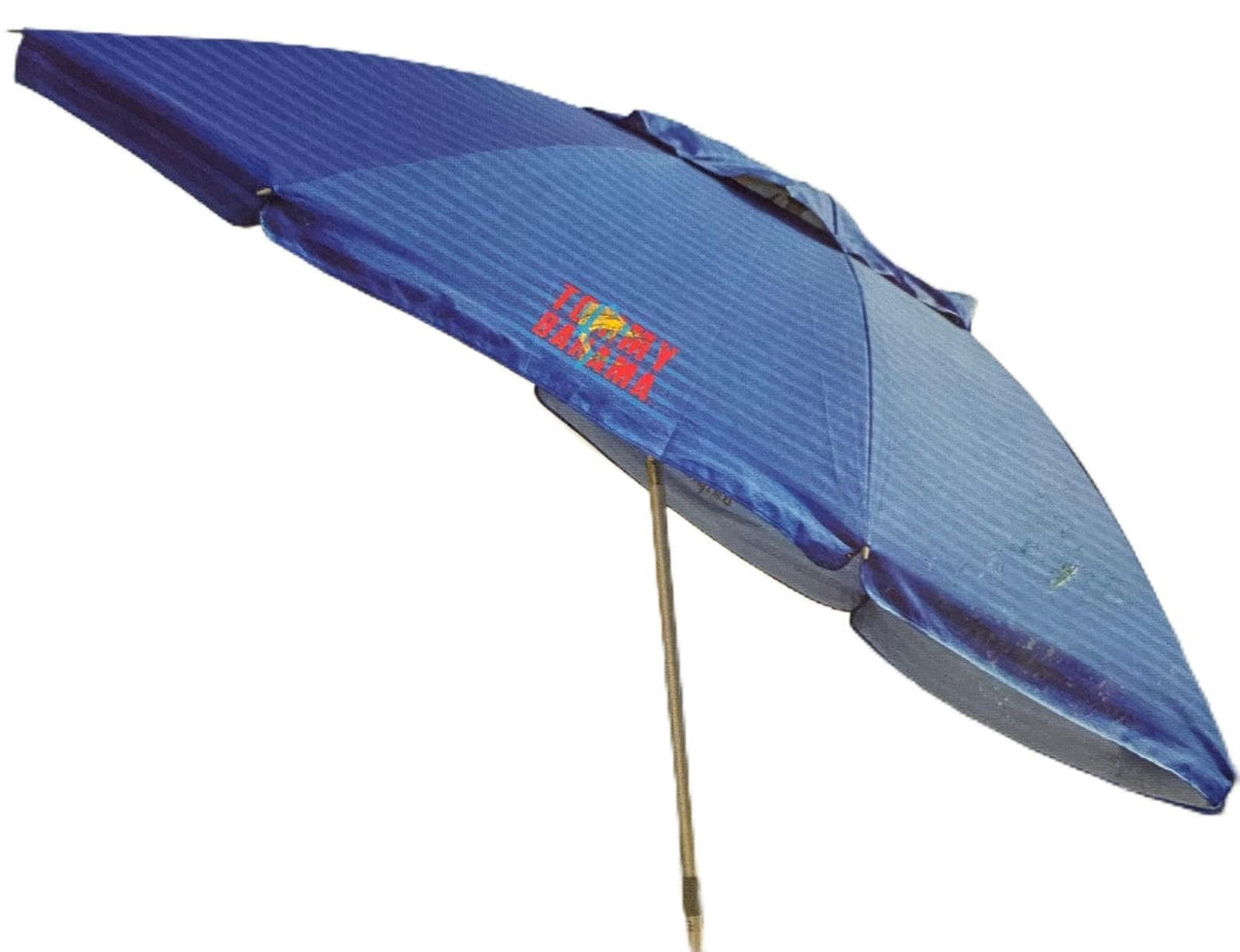 Tommy Bahama 8 Ft Beach Umbrella With Wind Vent And Sand Anchor- Rich Blue