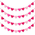 Landical 4 Pack Pink Hearts Felt Garland Valentine's Day Decorations Galentine's Day Banner Hanging Hearts Decorations for Home 