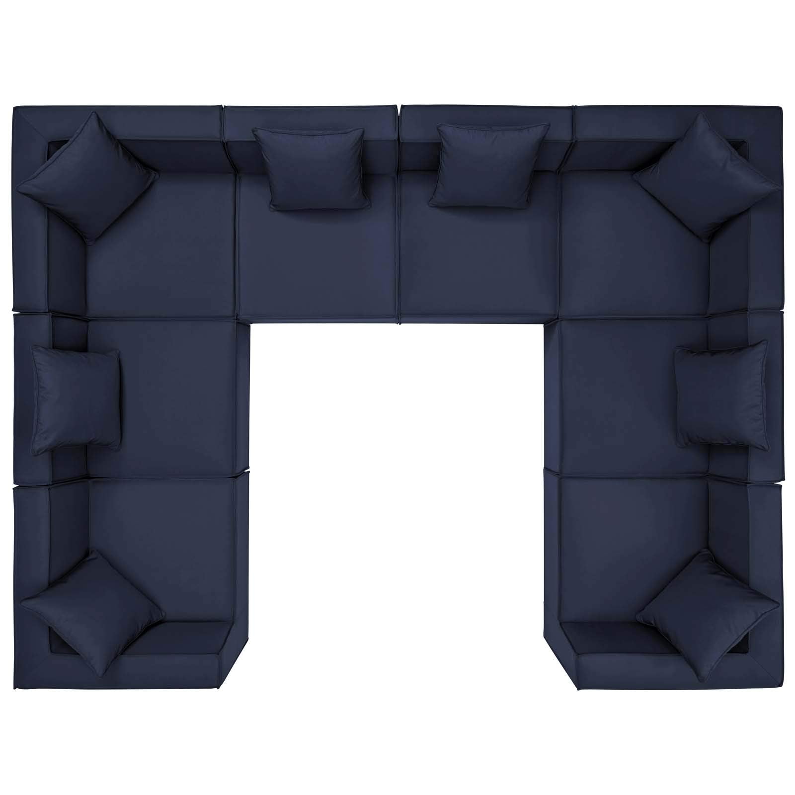 Modway Eei-4388-Nav Saybrook Patio Upholstered Sectional Sofa In Navy, 8-Piece Set