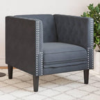 Chesterfield Sofa Chair Dark Grey Velvet vidaXL - 1-Seater, Button-Tufted, Thickly Padded, Solid Wood Frame