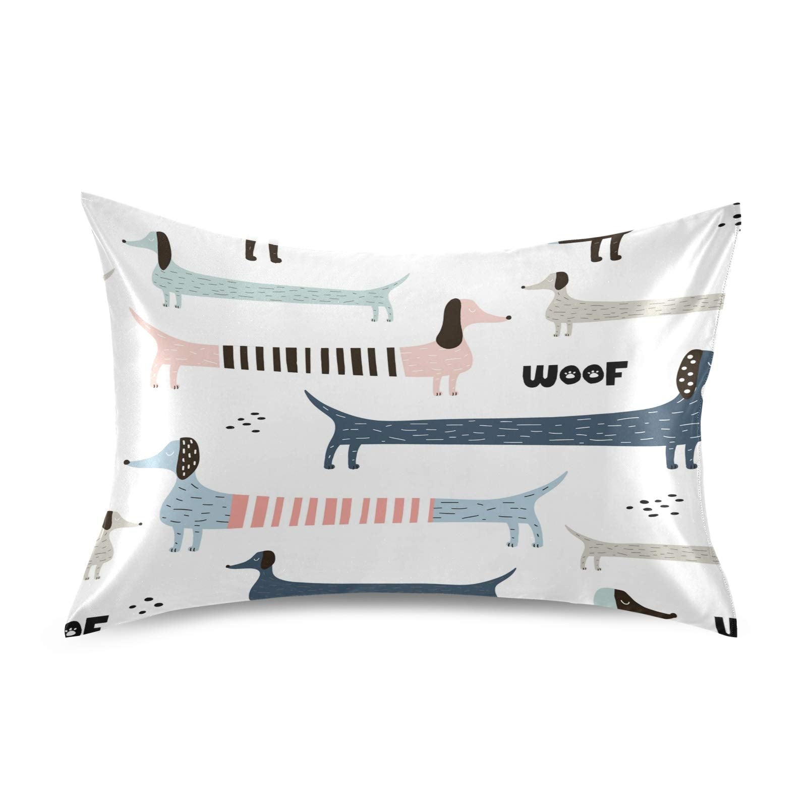 Keepreal Cute Navy Blue Dachshund Satin Pillowcase For Hair And Skin Silk Pillowcase - Satin Pillow Covers With Envelope Closure