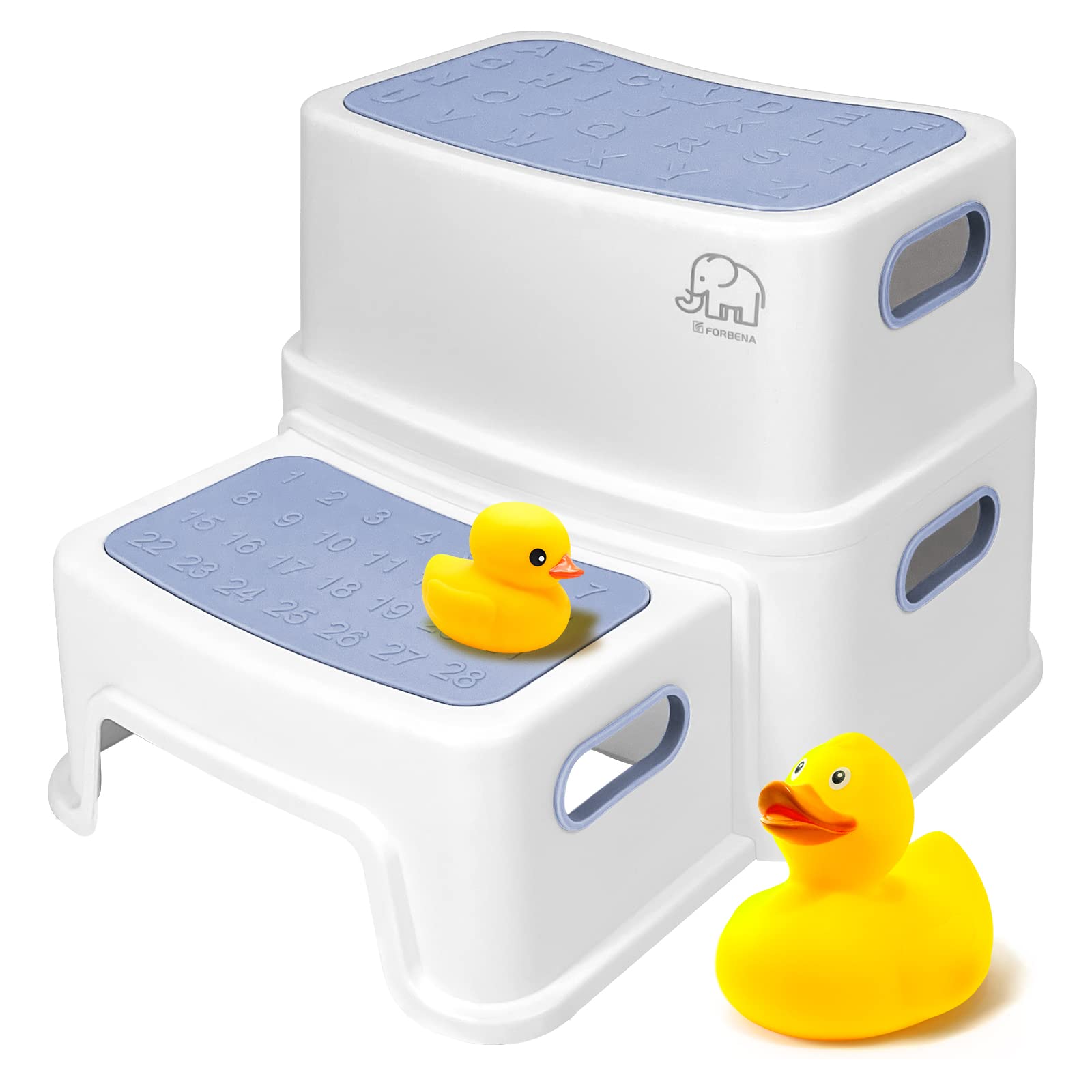 Forbena Kids Step Stool for Bathroom, 2 Step Stool for Toddlers Toilet Potty Training, Sturdy Children Plastic Step Stool for Be