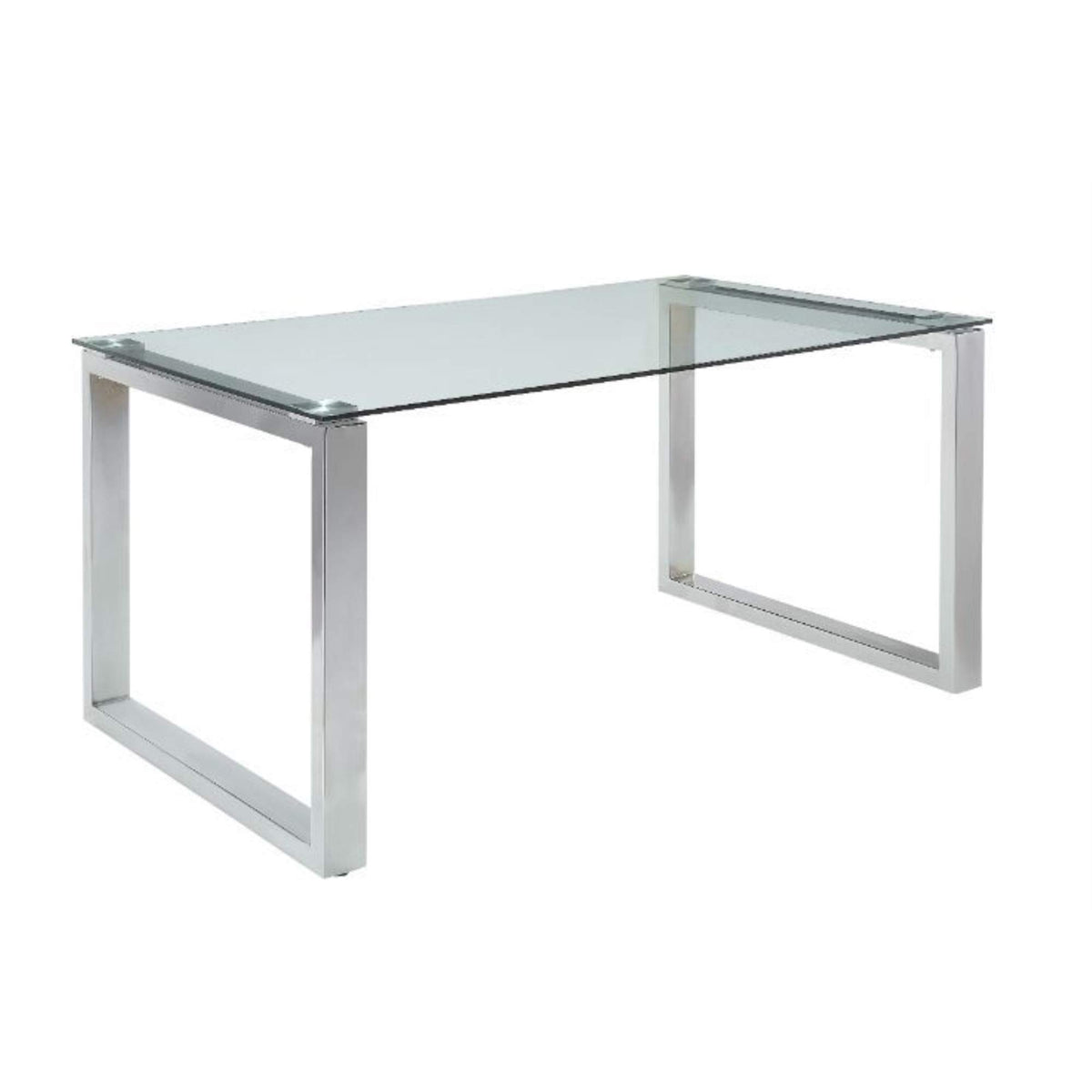 Acme Abraham Rectangular Dining Table in Clear Glass and Chrome