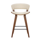HomeRoots Metal, Wood, Faux Leather Cream Faux Leather and Wood Modern Bar Stool