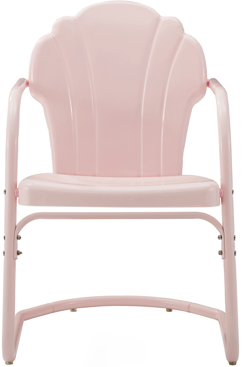 Crosley Furniture Tulip 2-Piece Outdoor Chair Set, Retro Metal Patio Chairs For Dining, Porch, Deck, Balcony, Pastel Pink Gloss