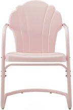 Crosley Furniture Tulip 2-Piece Outdoor Chair Set, Retro Metal Patio Chairs For Dining, Porch, Deck, Balcony, Pastel Pink Gloss
