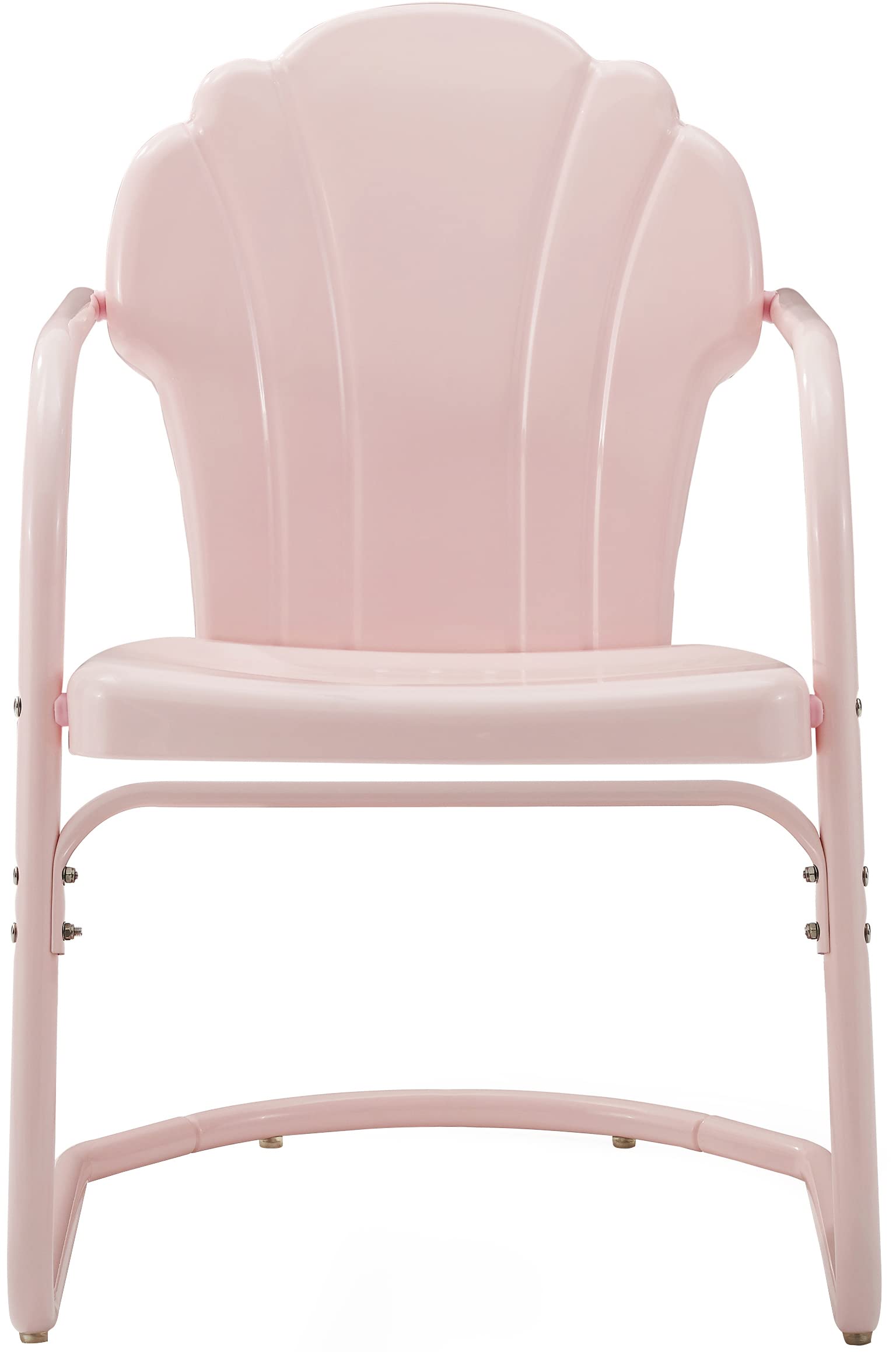 Crosley Furniture Tulip 2-Piece Outdoor Chair Set, Retro Metal Patio Chairs For Dining, Porch, Deck, Balcony, Pastel Pink Gloss