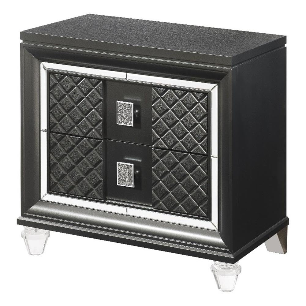 Acme Sawyer 2-Drawer Wooden Nightstand In Metallic Gray