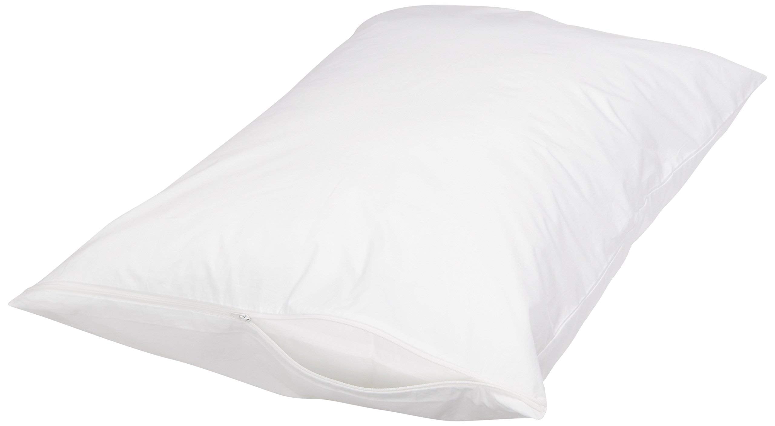 Amazon Basics Queen Pillowcase with Zipper, 100% Cotton Hypoallergenic, Pillow Protector, White (31 x 21 Inches), Pillows Not In