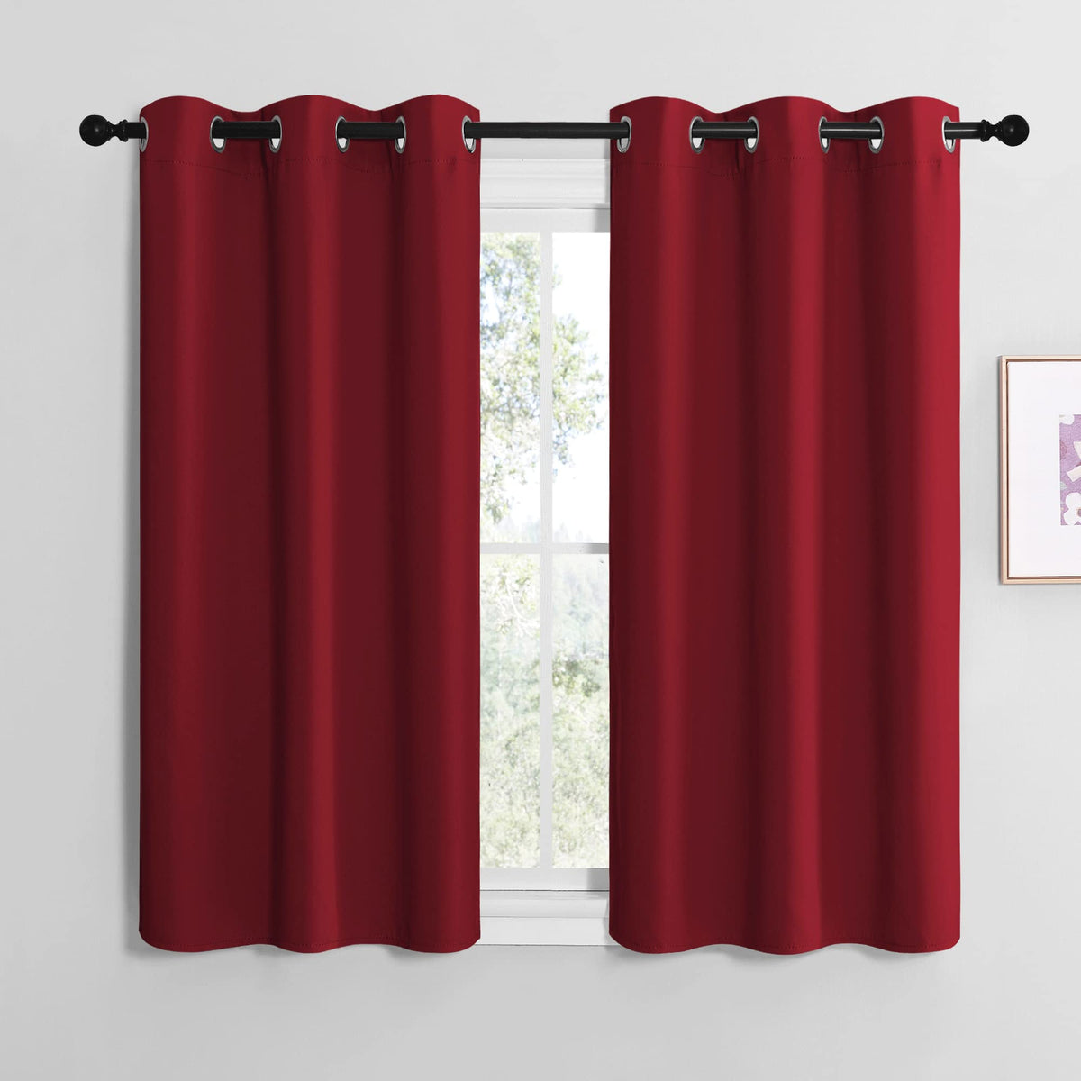 Nicetown Christmas Short Blackout Curtains For Small Kitchen Window, Thermal Insulated Solid Grommet Blackout Curtains/Drapes Fo