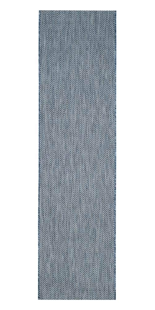 SAFAVIEH Courtyard Collection 2'3' x 14' Navy/Grey CY8022 Indoor/ Outdoor Patio Backyard Mudroom Runner Rug