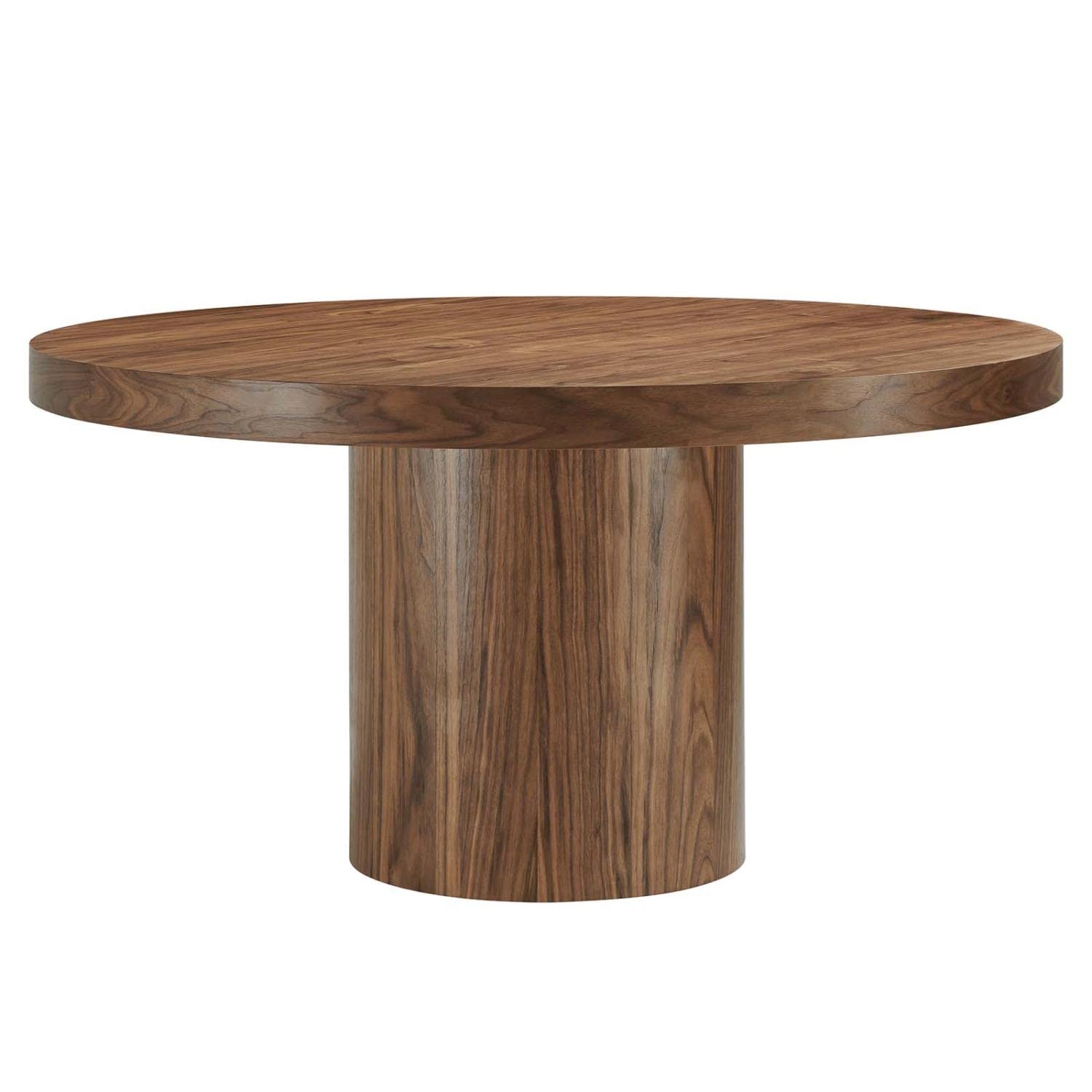 Modway Gratify 59&Quot; Round Mdf Wood Dining Table In Walnut Finish