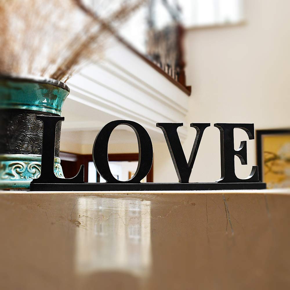 E-View Wooden Family Sign For Home Decor - Decorative Letters Tabletop Word Plaque Home D  Cor Accents (Set Of 2-D)