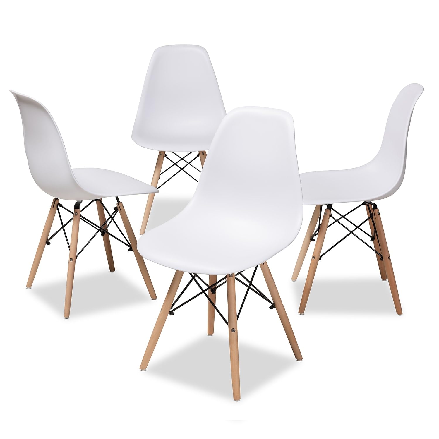 Baxton Studio Sydnea Mid-Century Acrylic Dining Chair, White, 4/Pack (146-4P-8791-HiT)