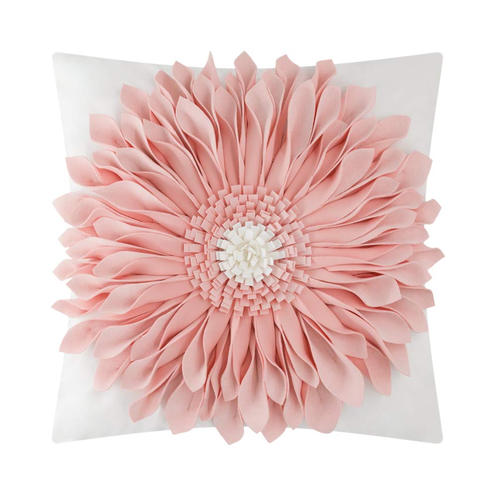 Oiseauvoler 3D Sunflower Handmade Throw Pillow Covers Decorative Pink Pillowcases For Couch Girls Bed Living Room Home Decor 18X