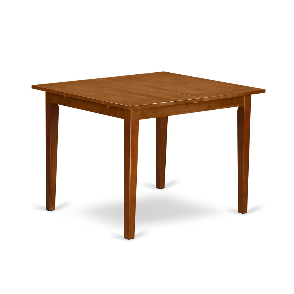 East West Furniture MLPO5-SBR-C Milan 5 Piece Set Includes a Rectangle Dining Table with Butterfly Leaf and 4 Linen Fabric Kitchen Room Chairs, 36x54 Inch, Saddle Brown