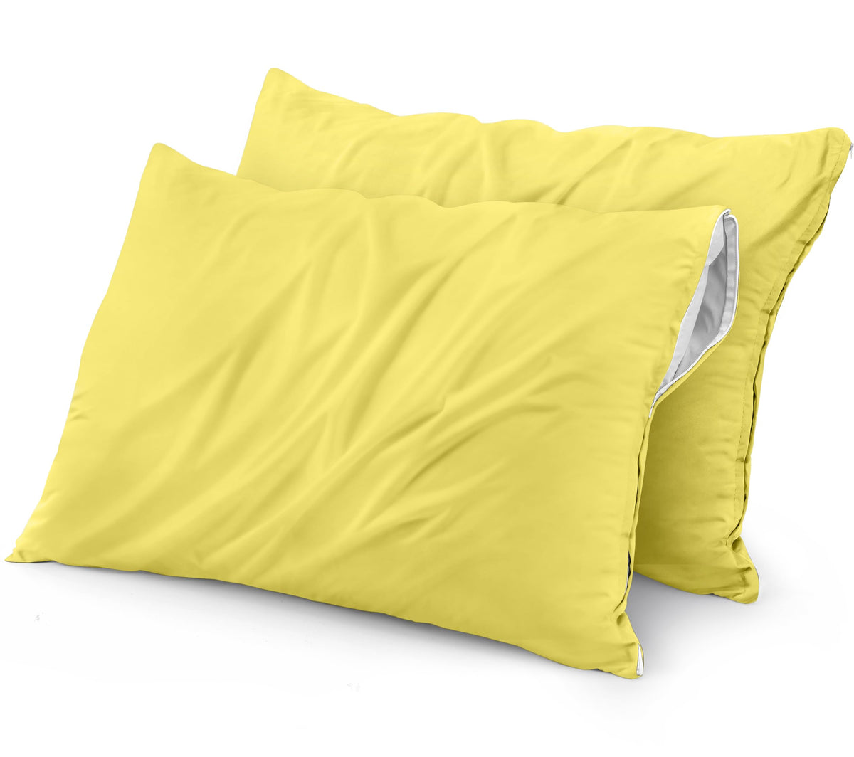 Utopia Bedding Waterproof Pillow Protectors Zippered (2 Pack, Yellow) Standard Size, Zippered Pillowcases, Bed Bug Proof Pillow