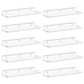 Lifewit Floating Shelves For Wall, 10 Pack Clear Acrylic Shelf 15' Room Decor For Bookcase/Vinyl Record Display/Photo/Picture In Bedroom, Living Room, Bathroom, Kitchen Storage And Organization