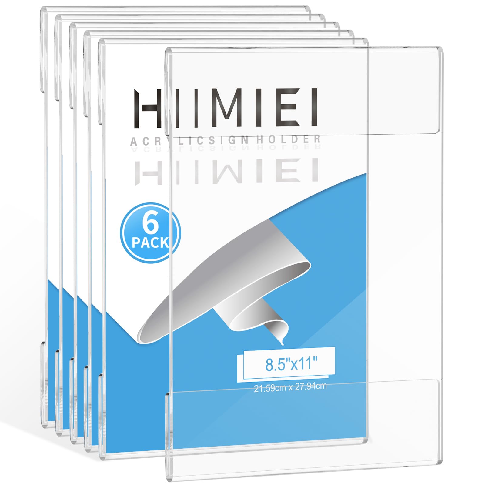 Hiimiei Acrylic Sign Holder 8.5 X 11 Wall Mounted With Double Sided Tape, 8 1/2 X 11 Clear Plastic Frame For Office, Home, Store