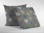 HomeRoots Gold and Green On Gray 16â€ Gray Gold Ogee Decorative Suede Throw Pillow